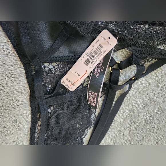 Victoria's L Secret Sexy Faux Leather Fishnet Strap Open Back Brazilian NWT - Picture 2 of 4